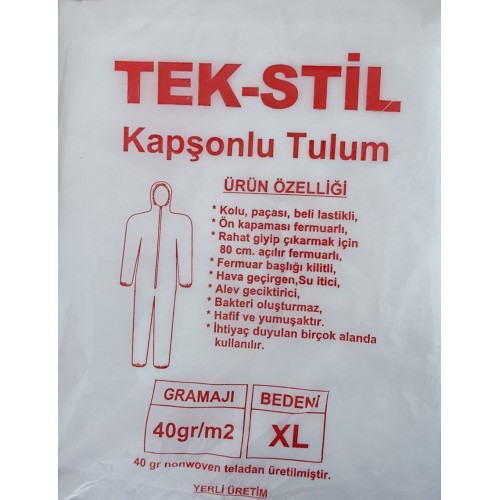 Tek Kullanımlık Kapüşonlu Tulum 40 gram